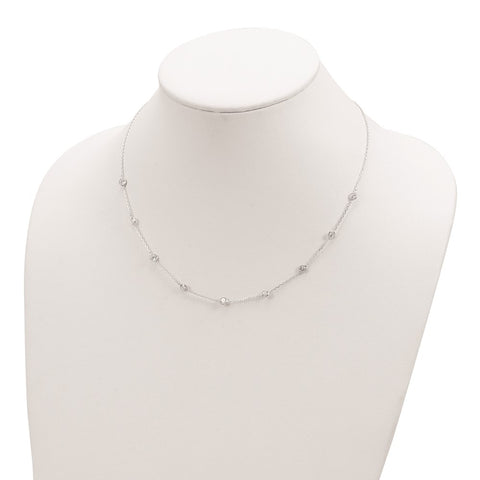 Sterling Silver Clear 4mm 9-Station CZ Necklace-WBC-QG2647-18
