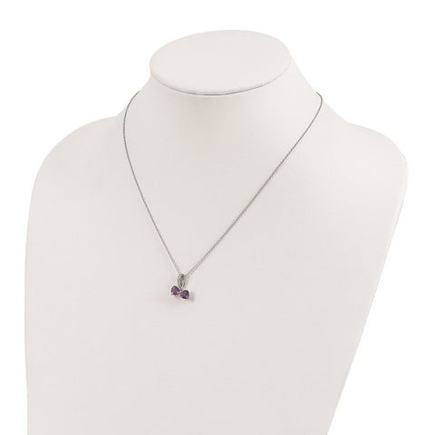 SS and 14k Accent Rhodium-plated Amethyst and Diamond Heart 18inch Necklace-WBC-QG2709-17