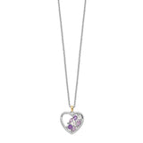 SS and 14k Accent  Amethyst and Topaz and Diamond 18inch Necklace-WBC-QG2712-17