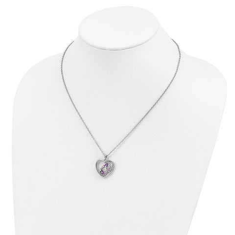 SS and 14k Accent  Amethyst and Topaz and Diamond 18inch Necklace-WBC-QG2712-17