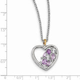 SS and 14k Accent  Amethyst and Topaz and Diamond 18inch Necklace-WBC-QG2712-17