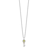 SS and 14k Accent Peridot and Diamond Key 18inch Necklace-WBC-QG2715-17