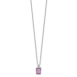 SS & 14k True Two-tone  Amethyst and Diamond Necklace-WBC-QG2721-18