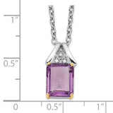 SS & 14k True Two-tone  Amethyst and Diamond Necklace-WBC-QG2721-18