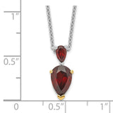 SS & 14k True Two-tone Accent  Garnet Necklace-WBC-QG2729-18