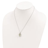 SS & 14k True Two-tone Green Quartz & Diamond Necklace-WBC-QG2730-18