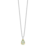 SS & 14k True Two-tone Green Quartz Necklace-WBC-QG2732-18