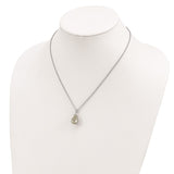 SS & 14k True Two-tone Green Quartz Necklace-WBC-QG2732-18