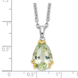 SS & 14k True Two-tone Green Quartz Necklace-WBC-QG2732-18