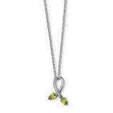 SS & 14k True Two-tone  Peridot Diamond Necklace-WBC-QG2734-18