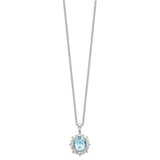 SS & 14k True Two-tone  Sky Blue & White Topaz Necklace-WBC-QG2736-18