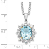 SS & 14k True Two-tone  Sky Blue & White Topaz Necklace-WBC-QG2736-18