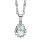 SS & 14k True Two-tone  Sky Blue Topaz & Diamond Necklace-WBC-QG2737-18