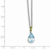 Sterling Silver & 14K Rhodium Plated Sky Blue Topaz and Peridot Necklace-WBC-QG2738-18