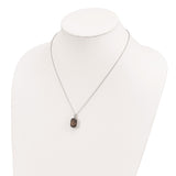 SS & 14k True Two-tone Accent  Smoky Quartz & Diamond Necklace-WBC-QG2740-18