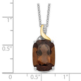 SS & 14k True Two-tone Accent  Smoky Quartz & Diamond Necklace-WBC-QG2740-18