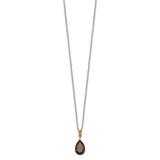 SS & 14k True Two-tone Accent  Smoky Quartz and Citrine Necklace-WBC-QG2741-18