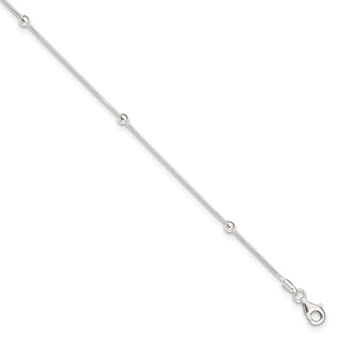 Sterling Silver 9in Plus1.5 in ext Polished Anklet-WBC-QG2755-9