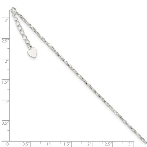 Sterling Silver Polished 9in Plus 1in ext. Anklet-WBC-QG2758-9