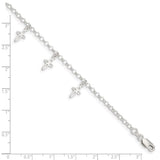 Sterling Silver 9 in Cross Anklet-WBC-QG2767-9