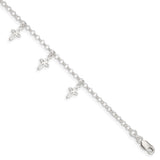 Sterling Silver 9 in Cross Anklet-WBC-QG2767-9