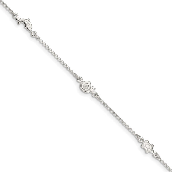 Sterling Silver Polished Animal 9in Plus 1in Ext. Anklet-WBC-QG2780-9