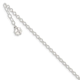 Sterling Silver Polished Four Leaf Clover 9in Plus 1in Ext. Anklet-WBC-QG2807-9