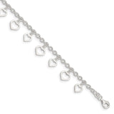 Sterling Silver 8 in Plus 1in Ext Polished Heart Anklet-WBC-QG2813-9