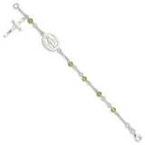 Sterling Silver & Peridot Polished Children's Rosary Bracelet-WBC-QG2830-6
