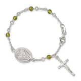 Sterling Silver & Peridot Polished Children's Rosary Bracelet-WBC-QG2830-6