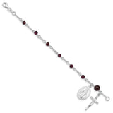 Sterling Silver & Rhodolite Garnet Polished Children's Rosary Bracelet-WBC-QG2831-6