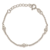 Sterling Silver Polished & Textured Children's 5in Plus 1in ext. Bracelet-WBC-QG2833-5