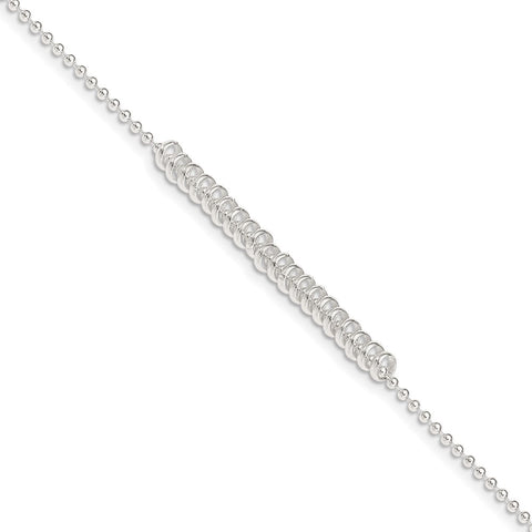 Sterling Silver 10inch Polished Fancy Love Ring Anklet-WBC-QG286-10