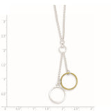 Sterling Silver and Vermeil Polished Fancy Circle Drop Necklace-WBC-QG2872-18