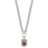 Sterling Silver Flash Gold-plated CZ Necklace-WBC-QG2920-16