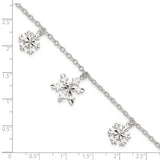 Sterling Silver Diamond-Cut Snowflake Bracelet-WBC-QG3006-7.5