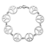 Sterling Silver 7.25in Peace Symbol Bracelet-WBC-QG3104-7.25