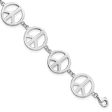 Sterling Silver 7.25in Peace Symbol Bracelet-WBC-QG3104-7.25