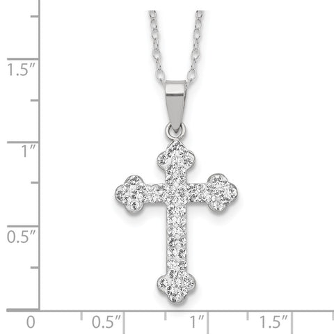 Sterling Silver Stellux Crystal Cross Necklace-WBC-QG3117-18