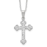 Sterling Silver Stellux Crystal Cross Necklace-WBC-QG3117-18
