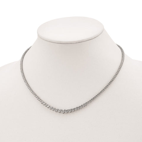 Sterling Silver Rhodium-plated 164 Stone CZ Necklace-WBC-QG3129-17