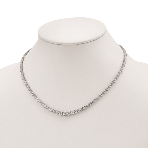 Sterling Silver Rhodium-plated 147 Stone CZ Necklace-WBC-QG3130-17