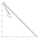 Sterling Silver Polished Heart 9in Plus 1in Ext. Anklet-WBC-QG3142-9
