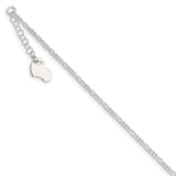 Sterling Silver Polished Heart 9in Plus 1in Ext. Anklet-WBC-QG3142-9