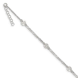 Sterling Silver Polished Swirl Disc 9in Plus 1in ext. Anklet-WBC-QG3152-9