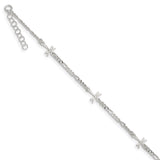 Sterling Silver Polished Dragonfly 8in Plus 1in ext. Anklet-WBC-QG3153-9