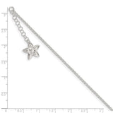 Sterling Silver Polished Flower 9in Plus 1in ext. Anklet-WBC-QG3155-9