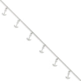 Sterling Silver Polished Anchors 9in Plus 1in Ext. Anklet-WBC-QG3162-9