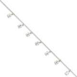 Sterling Silver Polished Turtle 9in Plus 1in Ext. Anklet-WBC-QG3166-9