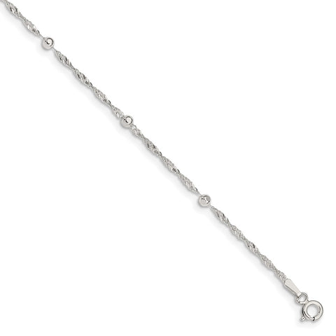 Sterling Silver 10in Plus 1in ext. Anklet-WBC-QG3177-10